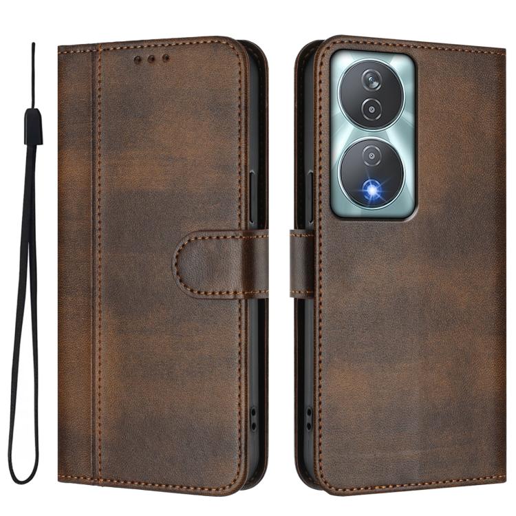 For Honor 90 Smart / X7b 4G / X7b 5G Global Line Splicing Buckle Retro Leather Phone Case