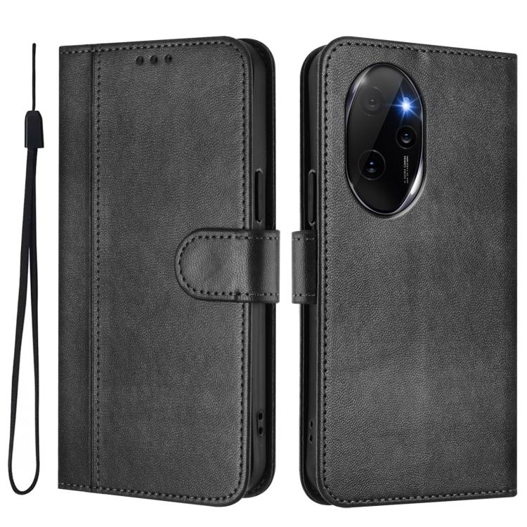 For Honor 100 Pro Line Splicing Buckle Retro Leather Phone Case