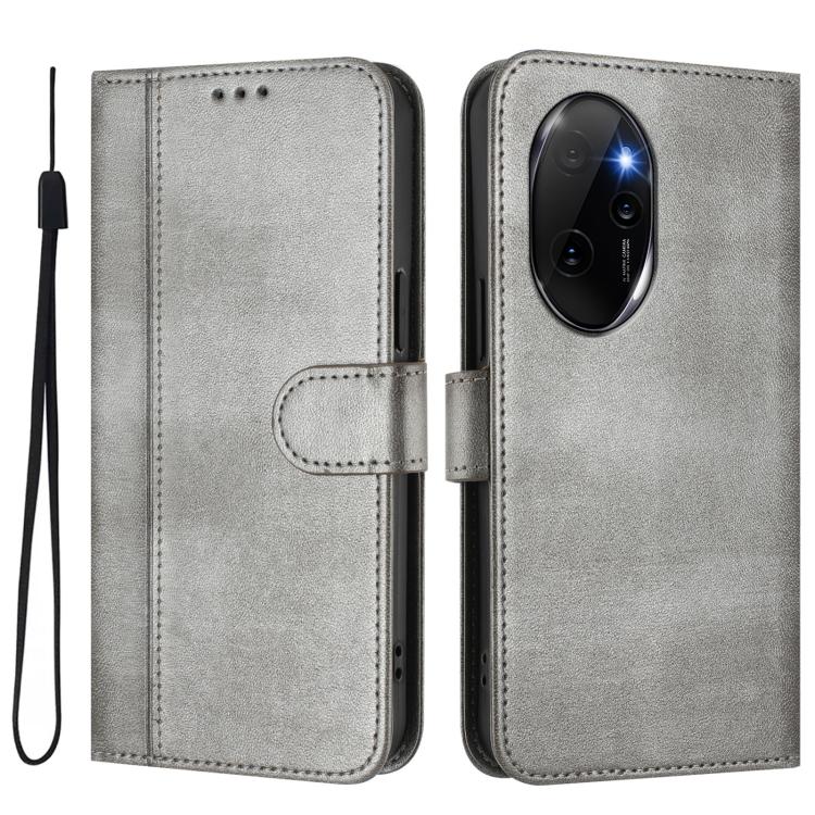 For Honor 100 Pro Line Splicing Buckle Retro Leather Phone Case