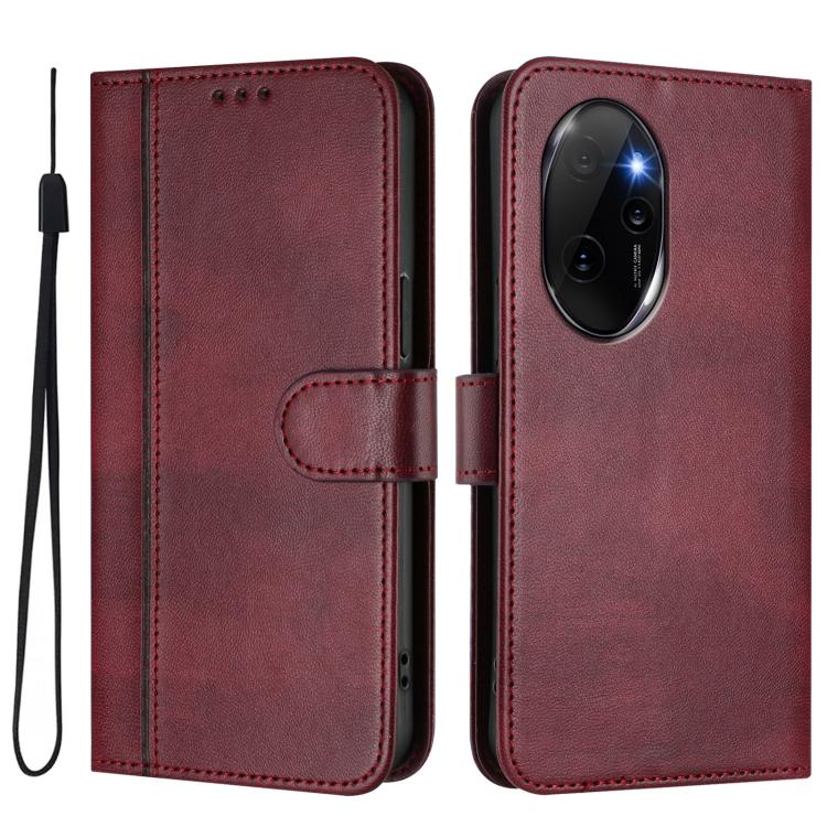 For Honor 100 Pro Line Splicing Buckle Retro Leather Phone Case