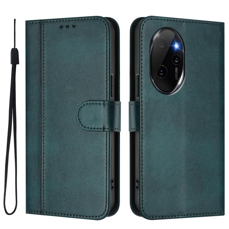 For Honor 100 Pro Line Splicing Buckle Retro Leather Phone Case
