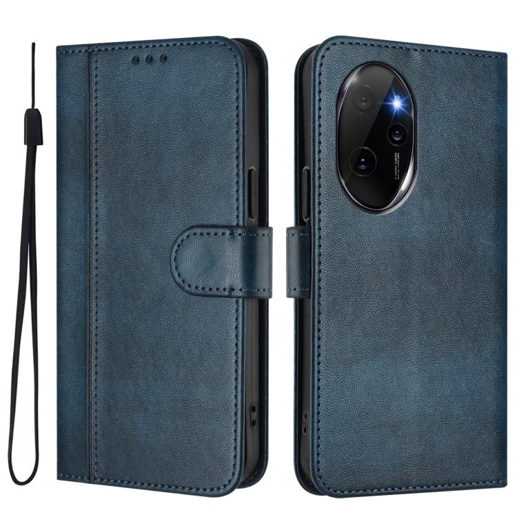 For Honor 100 Pro Line Splicing Buckle Retro Leather Phone Case