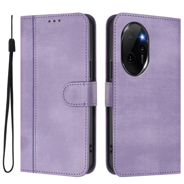 For Honor 100 Pro Line Splicing Buckle Retro Leather Phone Case