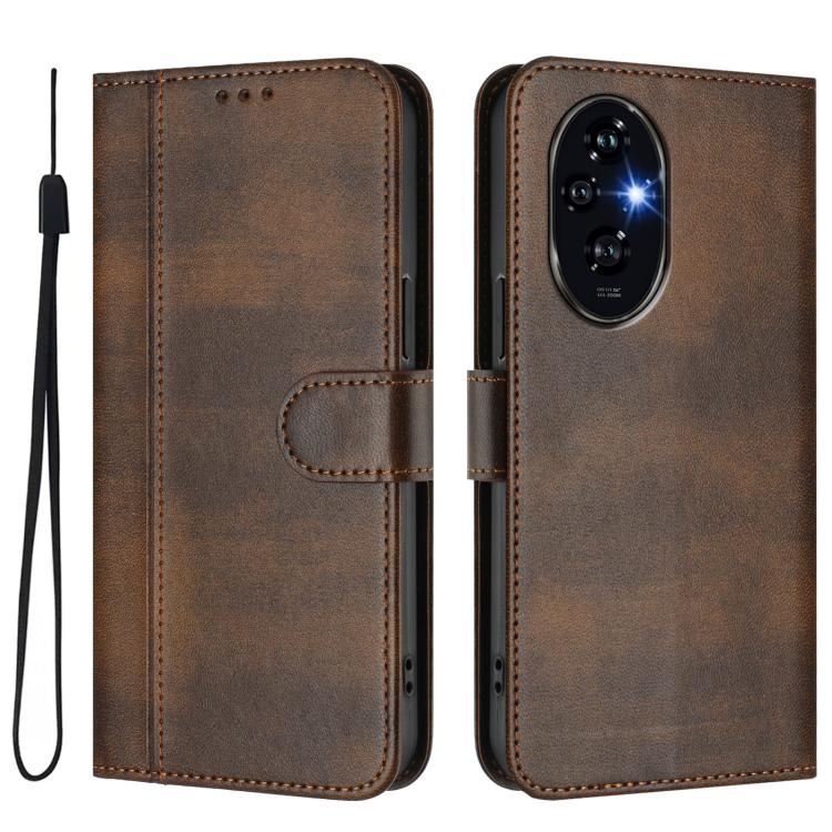 For Honor 200 Line Splicing Buckle Retro Leather Phone Case