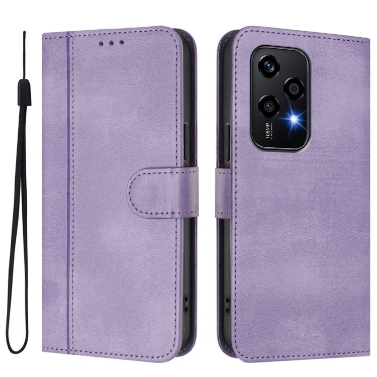 For Honor 200 Lite Global Line Splicing Buckle Retro Leather Phone Case