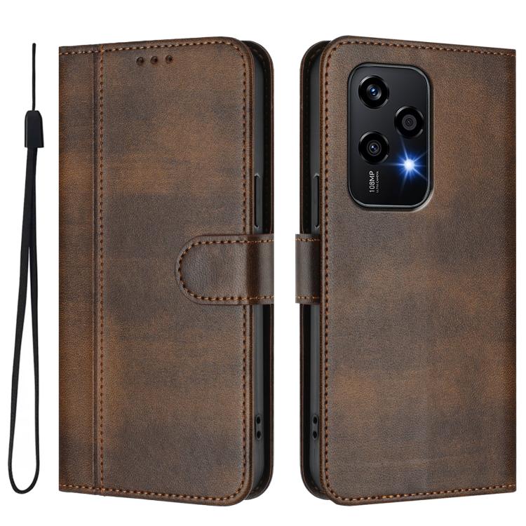 For Honor 200 Lite Global Line Splicing Buckle Retro Leather Phone Case