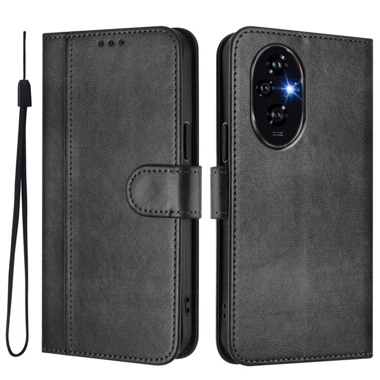 For Honor 200 Pro Line Splicing Buckle Retro Leather Phone Case