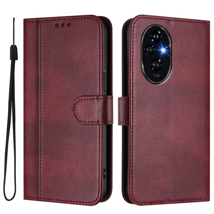 For Honor 200 Pro Line Splicing Buckle Retro Leather Phone Case