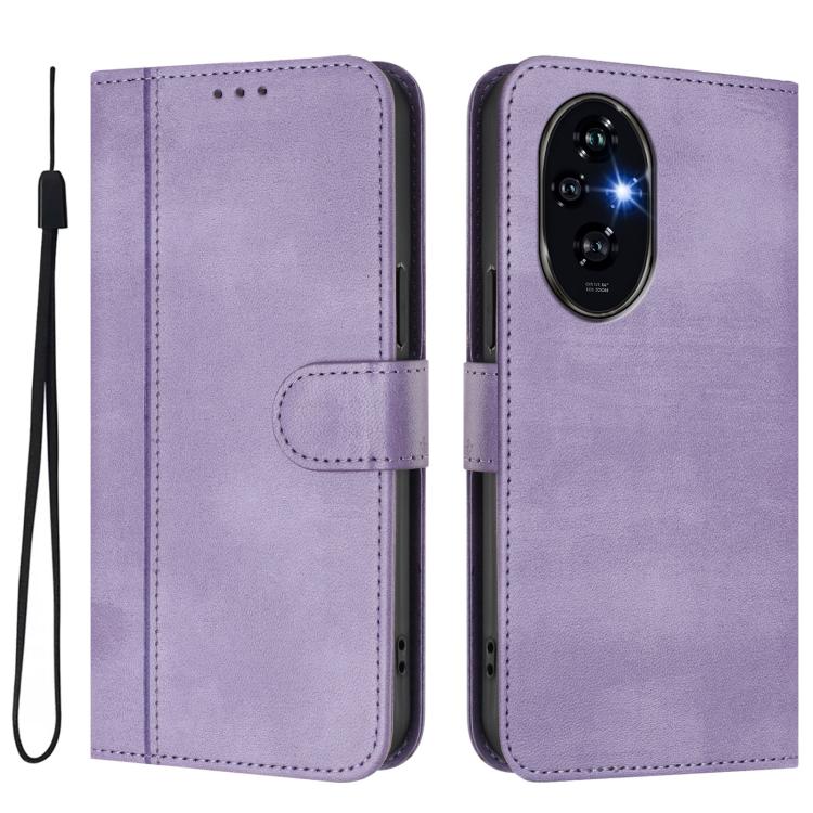 For Honor 200 Pro Line Splicing Buckle Retro Leather Phone Case