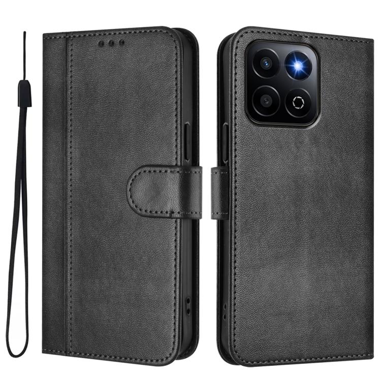 For Honor 200 Smart / Honor X7c 4G Line Splicing Buckle Retro Leather Phone Case
