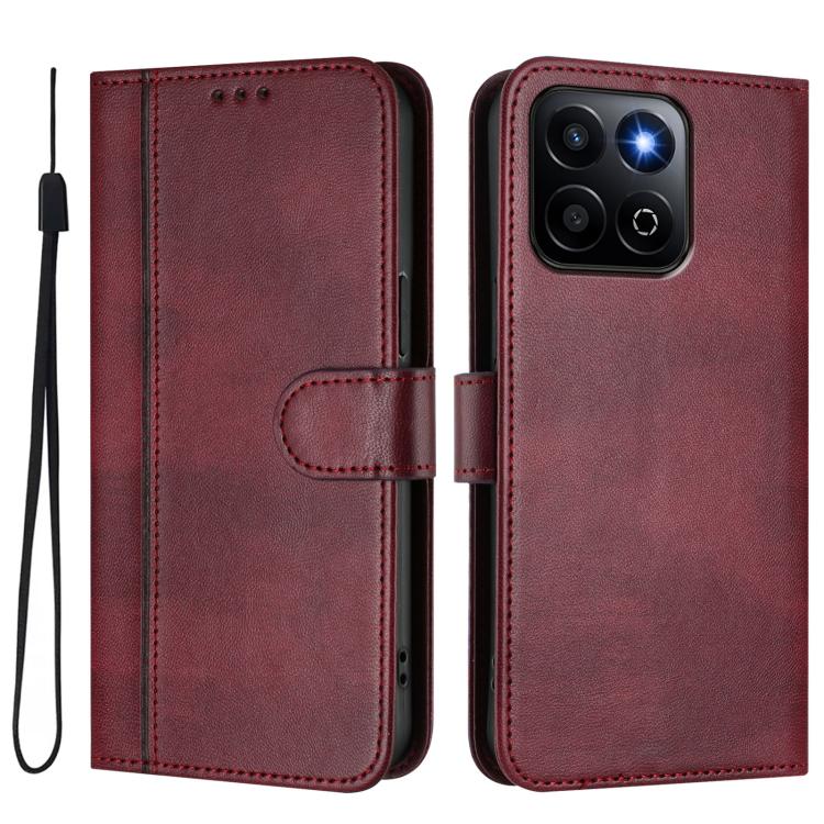 For Honor 200 Smart / Honor X7c 4G Line Splicing Buckle Retro Leather Phone Case