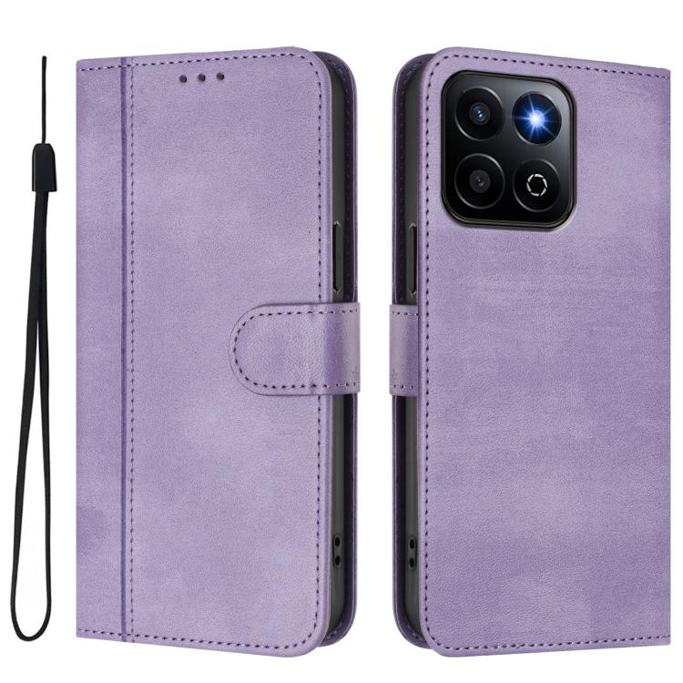 For Honor 200 Smart / Honor X7c 4G Line Splicing Buckle Retro Leather Phone Case