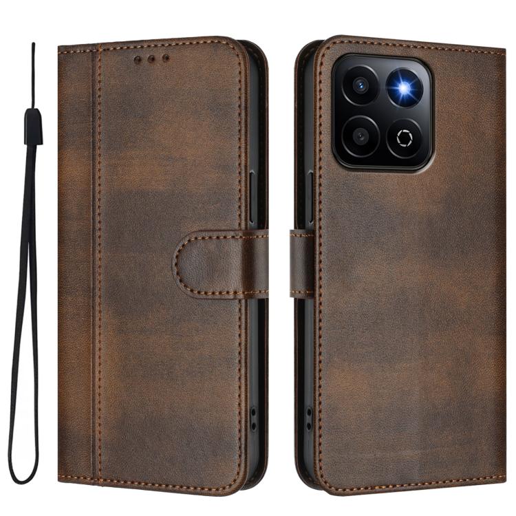 For Honor 200 Smart / Honor X7c 4G Line Splicing Buckle Retro Leather Phone Case