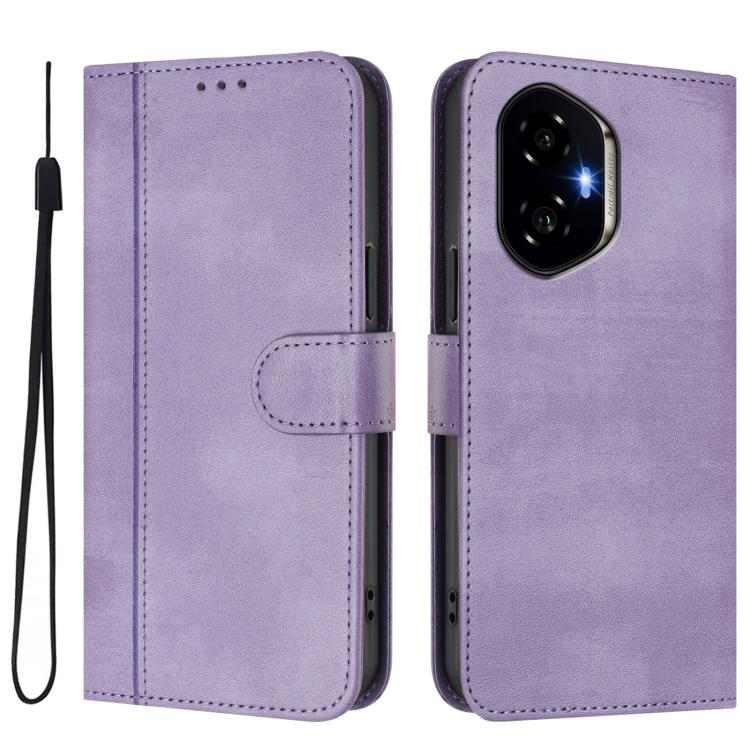 For Honor 300 Line Splicing Buckle Retro Leather Phone Case