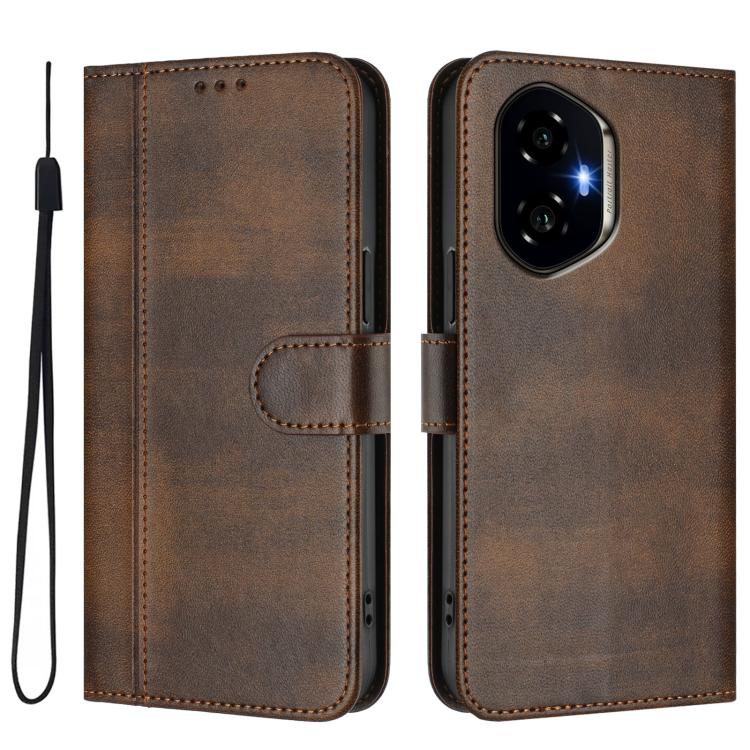 For Honor 300 Line Splicing Buckle Retro Leather Phone Case