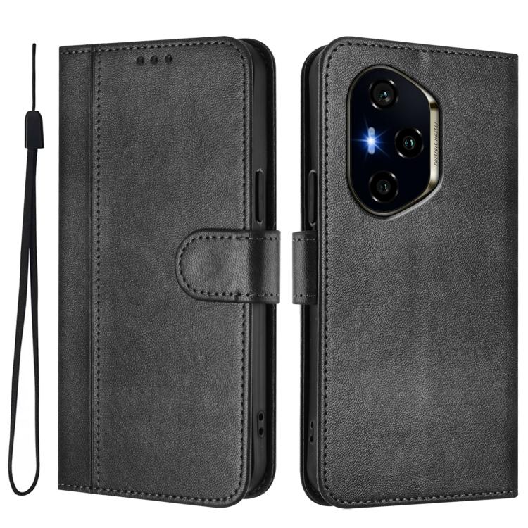 For Honor 400 Global 156.5mm Line Splicing Buckle Retro Leather Phone Case