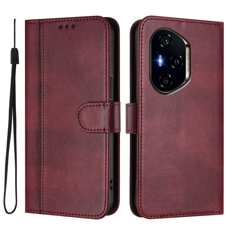 For Honor 400 Global 156.5mm Line Splicing Buckle Retro Leather Phone Case
