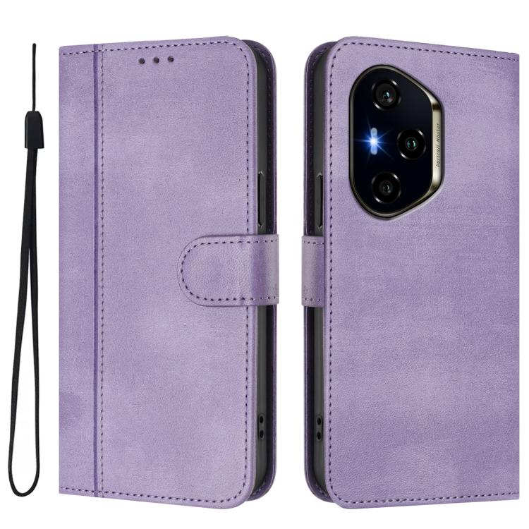 For Honor 400 Global 156.5mm Line Splicing Buckle Retro Leather Phone Case