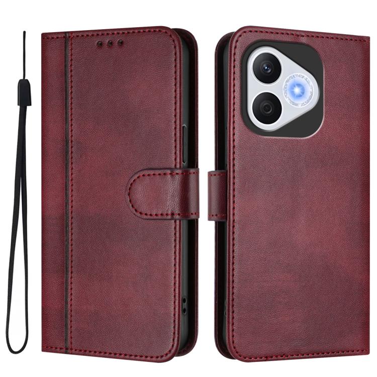 For Honor 400 Lite Global Line Splicing Buckle Retro Leather Phone Case