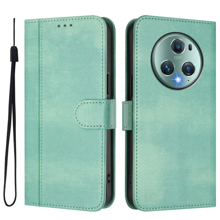 For Honor Magic5 Pro Line Splicing Buckle Retro Leather Phone Case