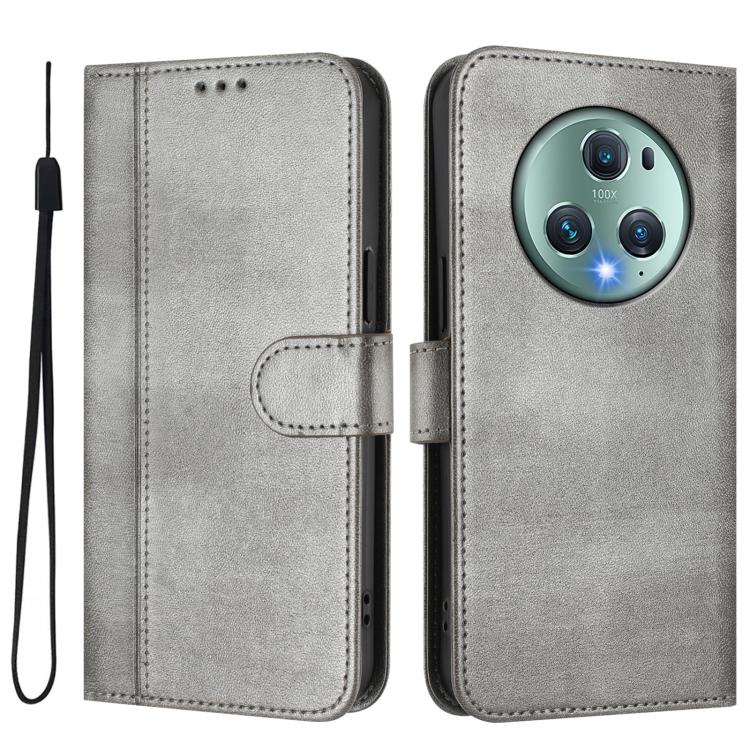 For Honor Magic5 Pro Line Splicing Buckle Retro Leather Phone Case