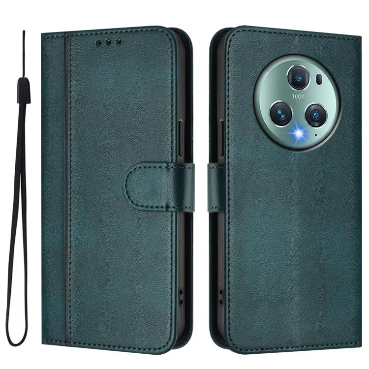 For Honor Magic5 Pro Line Splicing Buckle Retro Leather Phone Case