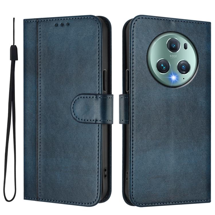 For Honor Magic5 Pro Line Splicing Buckle Retro Leather Phone Case