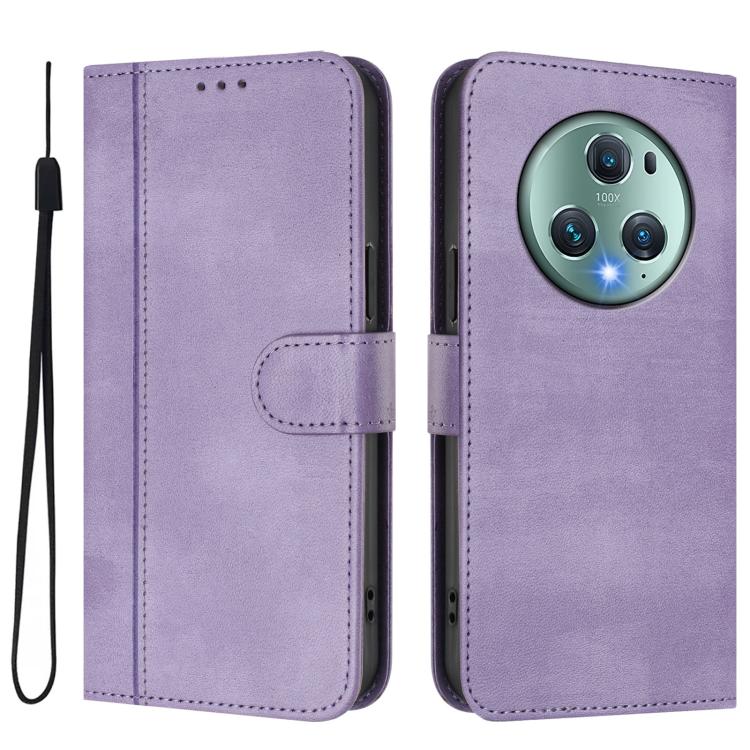 For Honor Magic5 Pro Line Splicing Buckle Retro Leather Phone Case