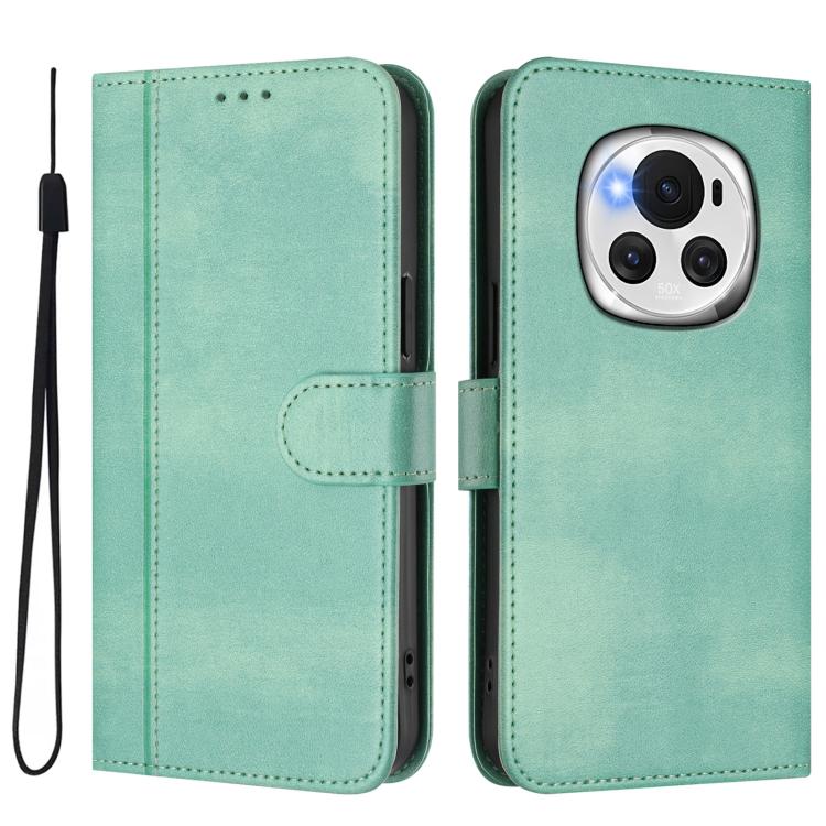 For Honor Magic6 Line Splicing Buckle Retro Leather Phone Case