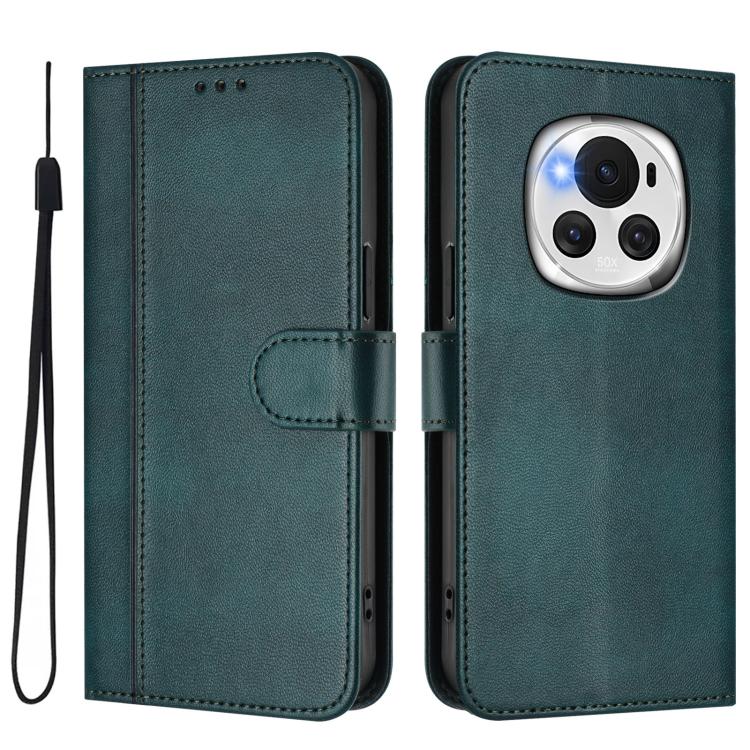 For Honor Magic6 Line Splicing Buckle Retro Leather Phone Case