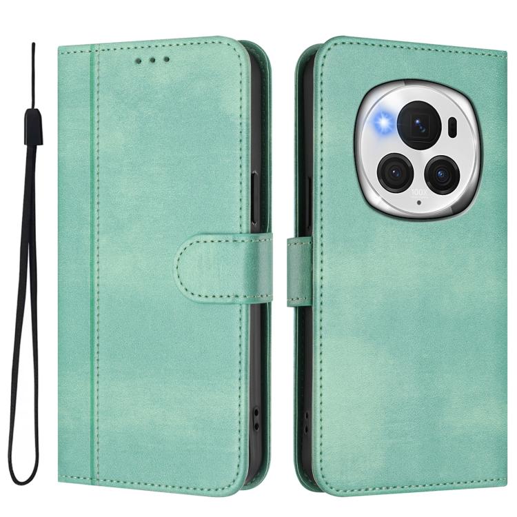 For Honor Magic6 Pro Line Splicing Buckle Retro Leather Phone Case