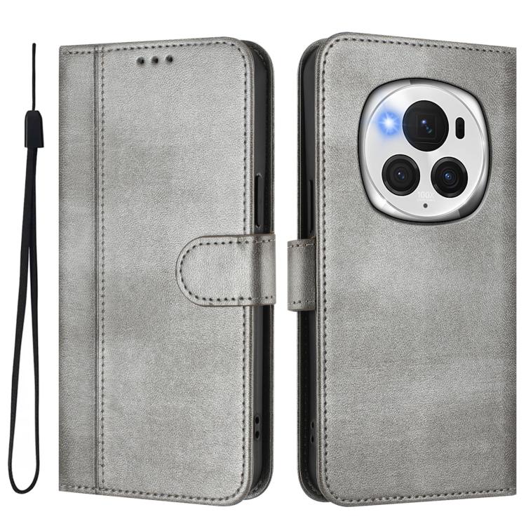 For Honor Magic6 Pro Line Splicing Buckle Retro Leather Phone Case