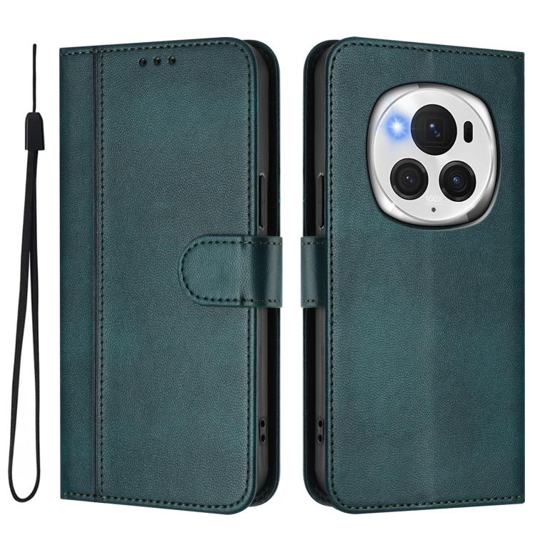For Honor Magic6 Pro Line Splicing Buckle Retro Leather Phone Case