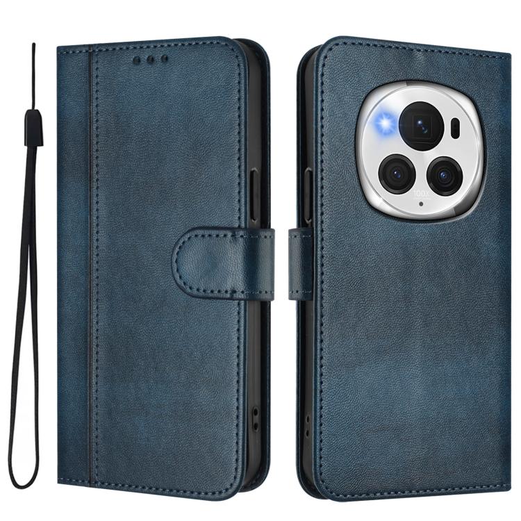 For Honor Magic6 Pro Line Splicing Buckle Retro Leather Phone Case