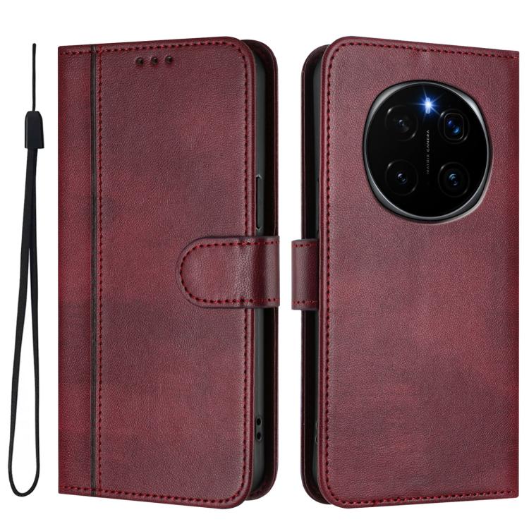 For Honor Magic7 Pro Line Splicing Buckle Retro Leather Phone Case