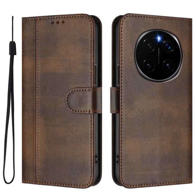 For Honor Magic7 Pro Line Splicing Buckle Retro Leather Phone Case