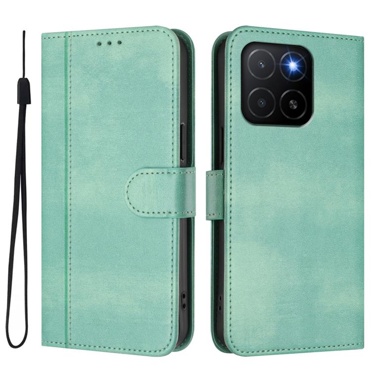 For Honor X5b / X5b Plus Line Splicing Buckle Retro Leather Phone Case