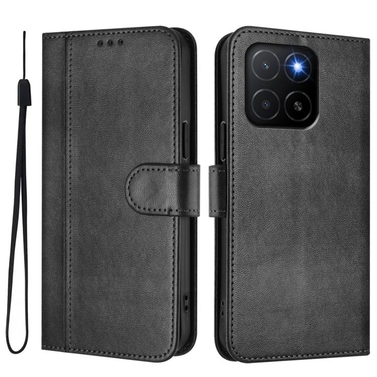 For Honor X5b / X5b Plus Line Splicing Buckle Retro Leather Phone Case