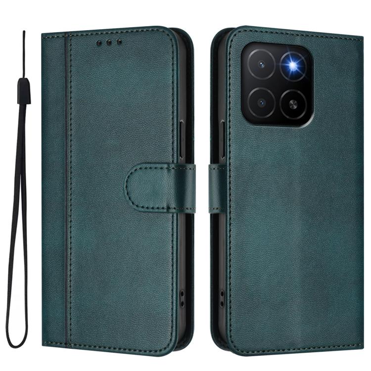 For Honor X5b / X5b Plus Line Splicing Buckle Retro Leather Phone Case