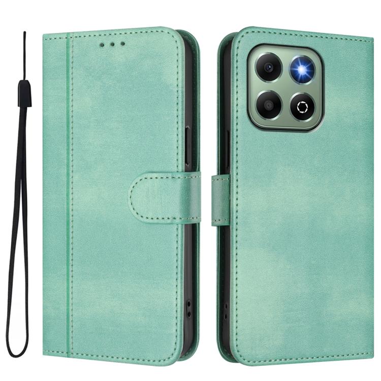 For Honor X6a / X6b Line Splicing Buckle Retro Leather Phone Case