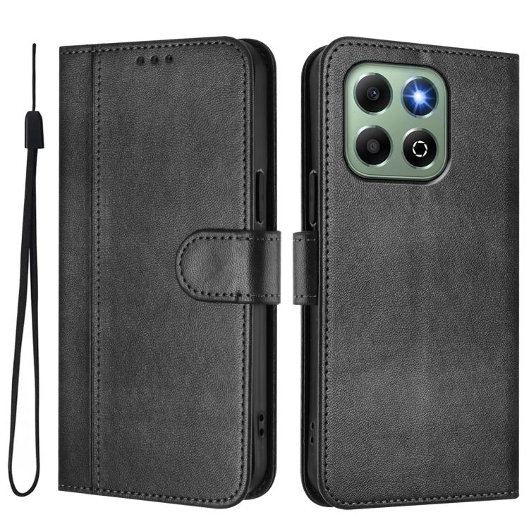 For Honor X6a / X6b Line Splicing Buckle Retro Leather Phone Case