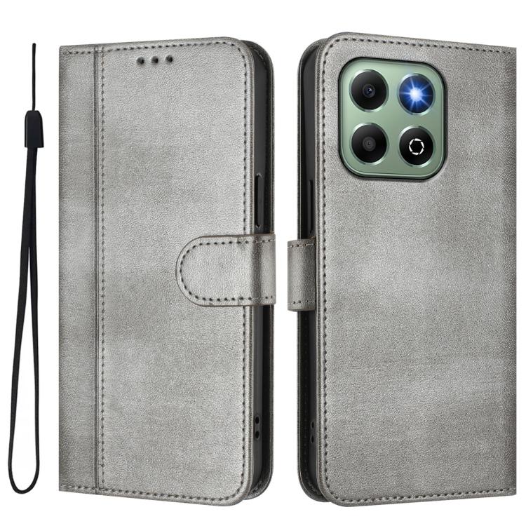 For Honor X6a / X6b Line Splicing Buckle Retro Leather Phone Case