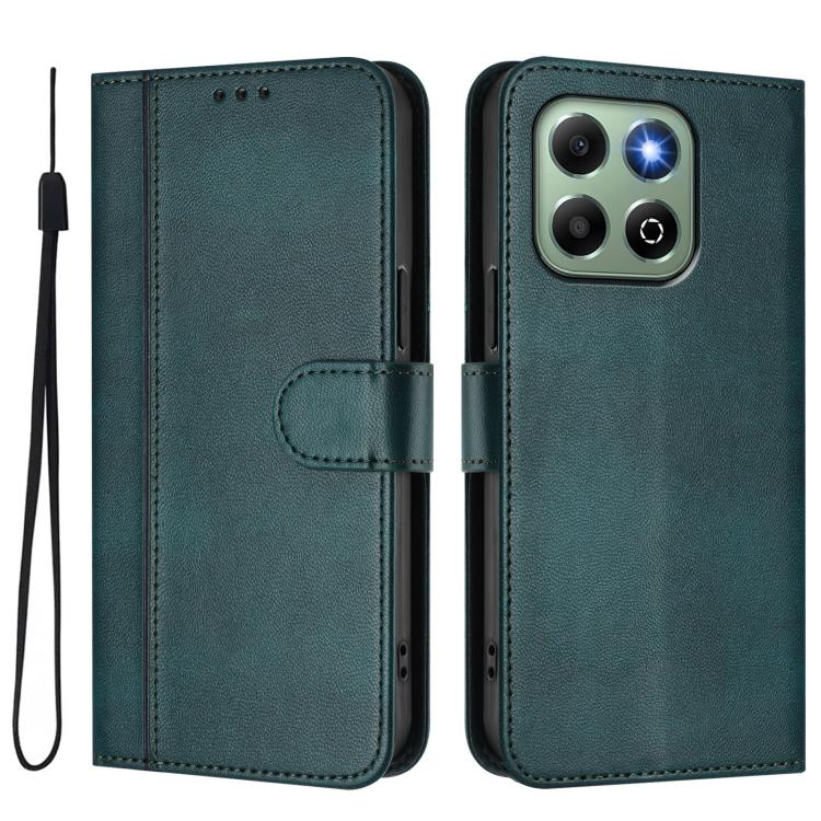 For Honor X6a / X6b Line Splicing Buckle Retro Leather Phone Case
