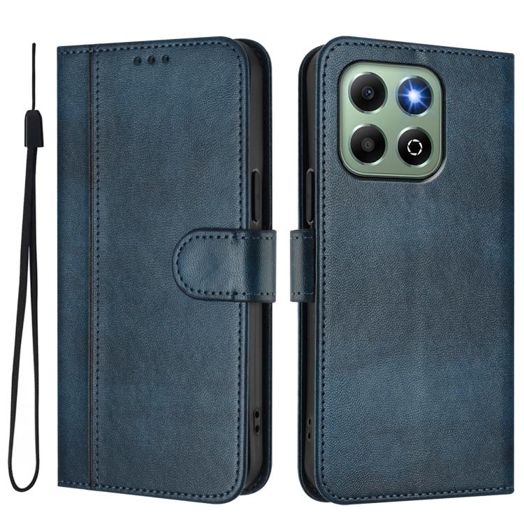 For Honor X6a / X6b Line Splicing Buckle Retro Leather Phone Case