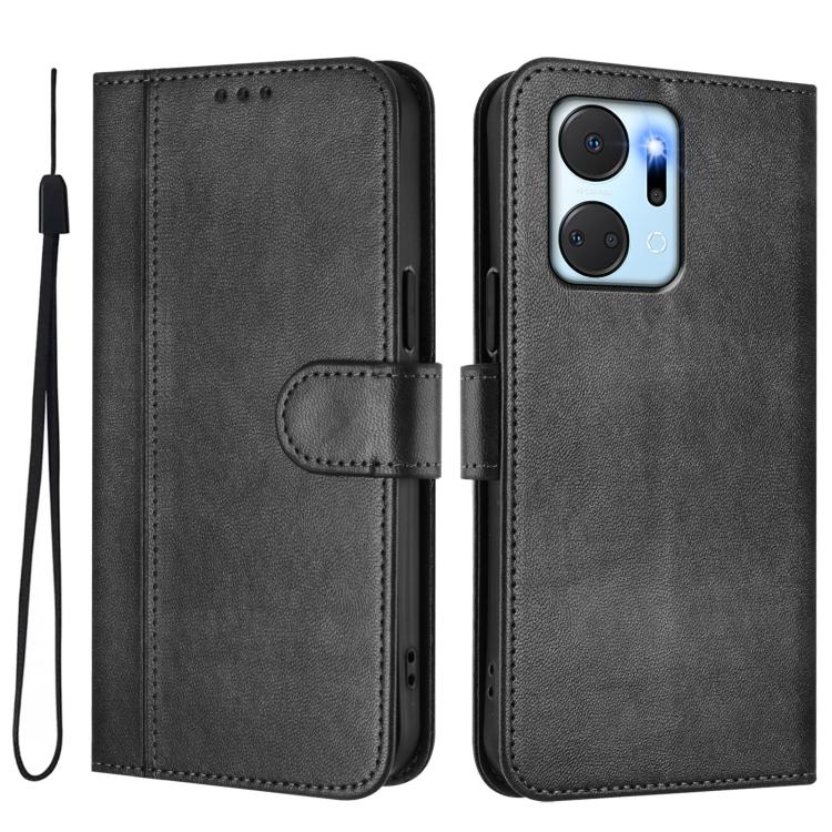 For Honor X7a / Honor Play7T Line Splicing Buckle Retro Leather Phone Case