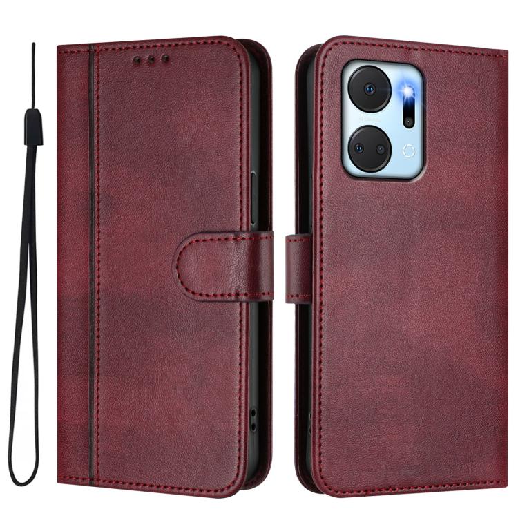 For Honor X7a / Honor Play7T Line Splicing Buckle Retro Leather Phone Case