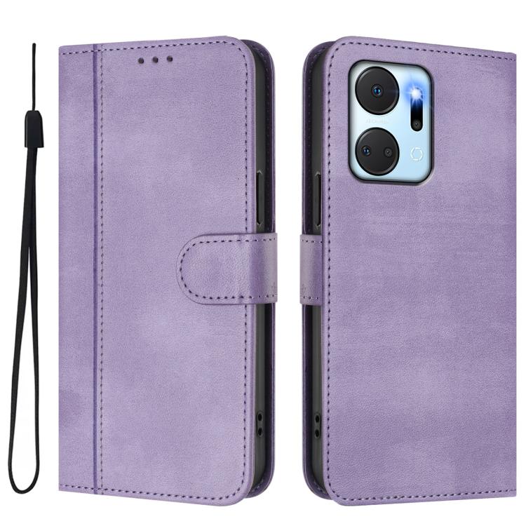 For Honor X7a / Honor Play7T Line Splicing Buckle Retro Leather Phone Case
