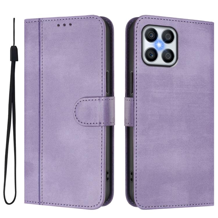 For Honor X8 4G / X30i / Play6T Pro Line Splicing Buckle Retro Leather Phone Case