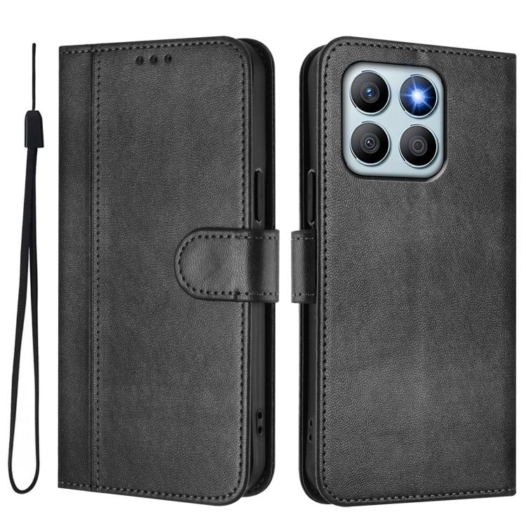 For Honor X8b 4G Global Line Splicing Buckle Retro Leather Phone Case