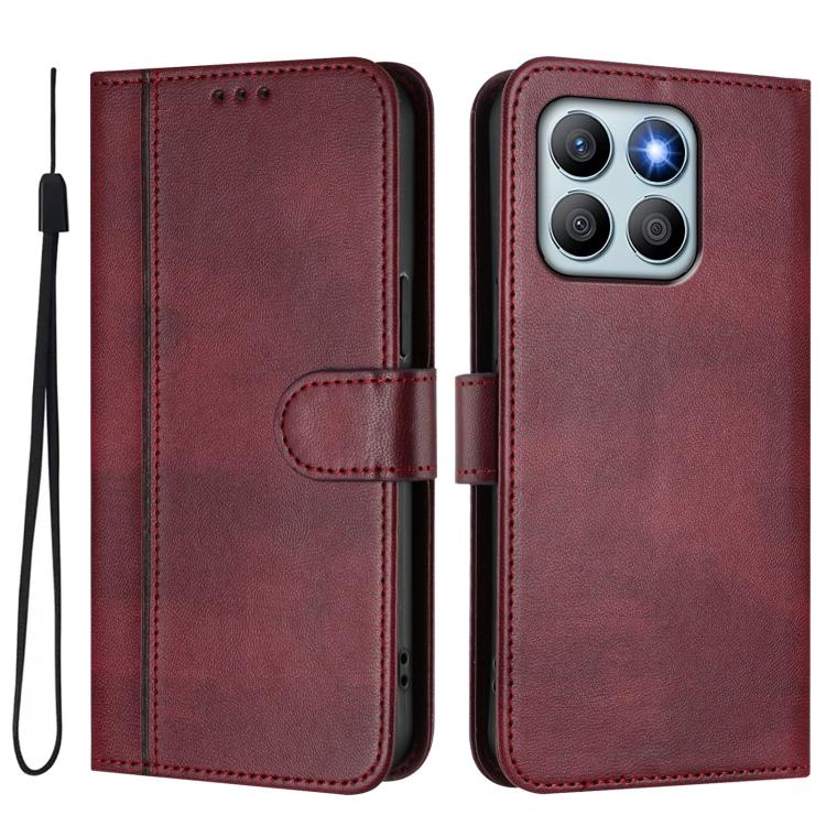 For Honor X8b 4G Global Line Splicing Buckle Retro Leather Phone Case